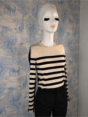 Rag & Bone Cream and Black Striped Long-Sleeve Tee